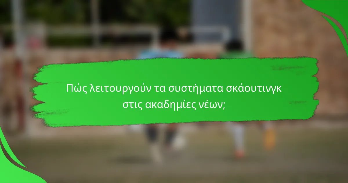 Πώς λειτουργούν τα συστήματα σκάουτινγκ στις ακαδημίες νέων;